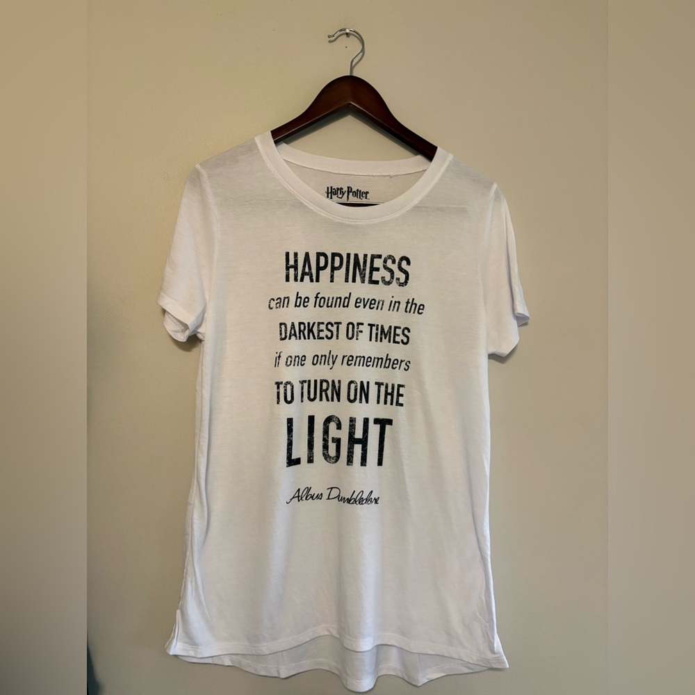Harry Potter Dumbledore Womens White Short Sleeved T Shirt Size XL Happiness..